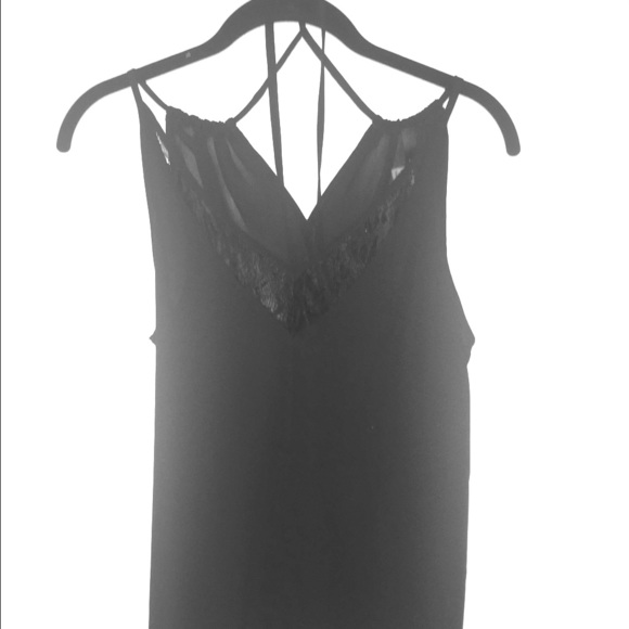 NWOT Black Silk Top w/ Lace detail - Sz. XS