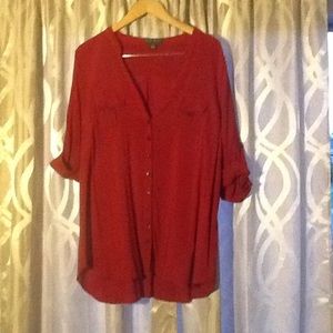 NWOT Forever 21 Plus Red Button Down Top