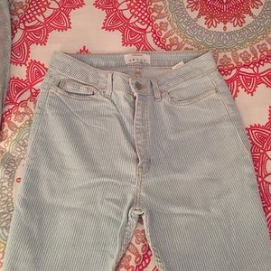 American apparel high waisted striped jeans