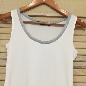 Silver trimmed white tank top