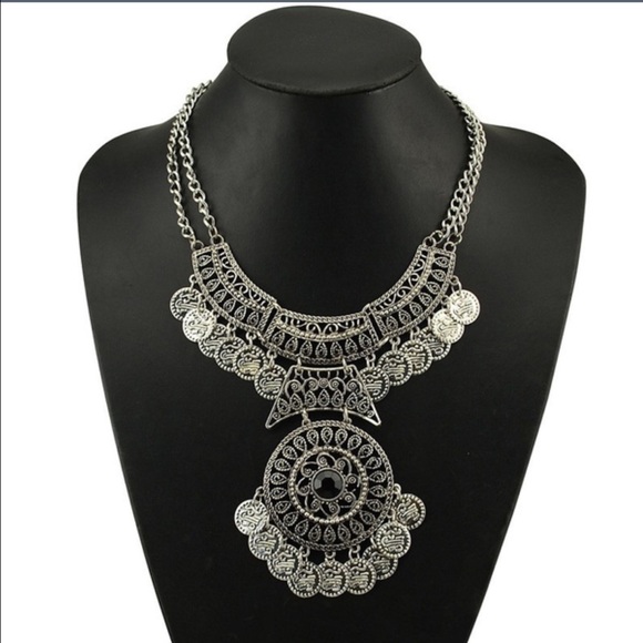 Bohemian Festival Coin Statement Necklace - Picture 2 of 3