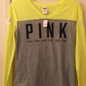 Victoria's Secret PINK neon yellow long sleeve