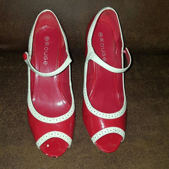 Red and white heels
