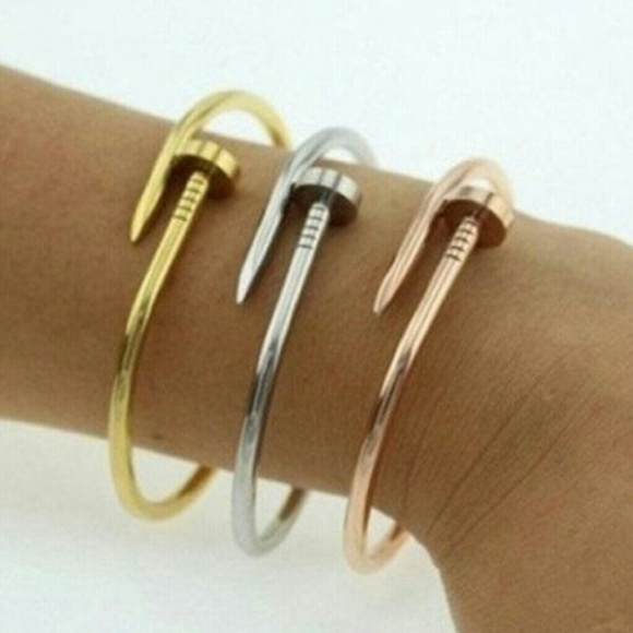 Silver Tone Nail Bracelet. - Picture 3 of 4