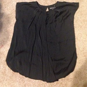 Black pleated silk feel A/X top.