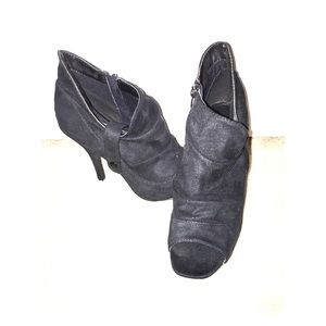 Black suede peeptoe booties