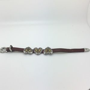 Brighton 1994 3 Heart Leather Bracelet