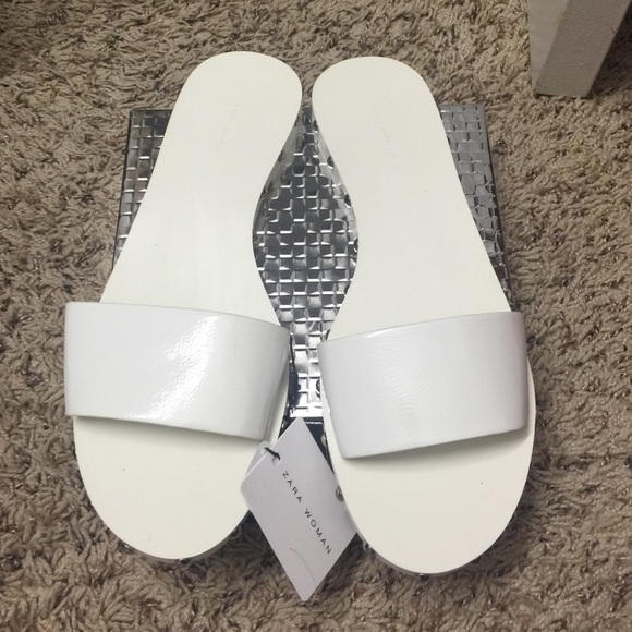 Zara Shoes - Zara flats white with stuff size 8 or 39euro, new