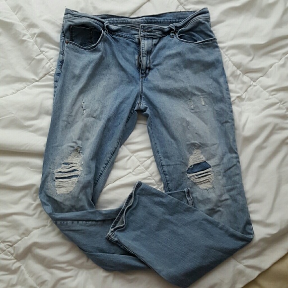 Loft 12T relaxed straight destroyed jeans