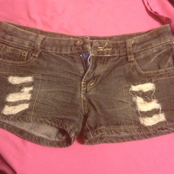 Black denim shorts