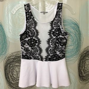 Charlotte Russe SEXY Mesh White Peplum Lace Top ❤️