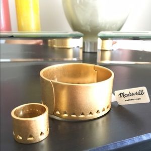 Madewell Gold Hinge Cuff bracelet & matching Ring