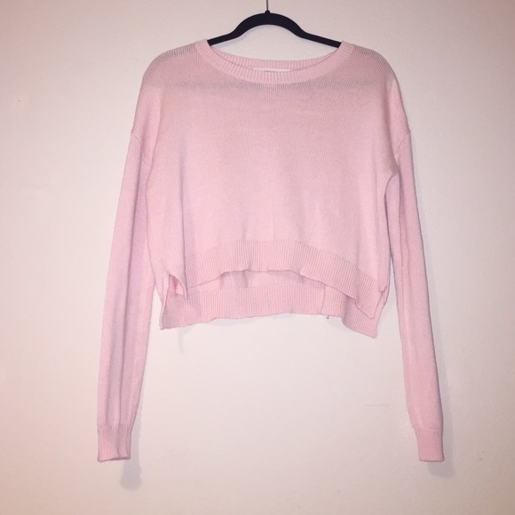 cropped baby pink sweater