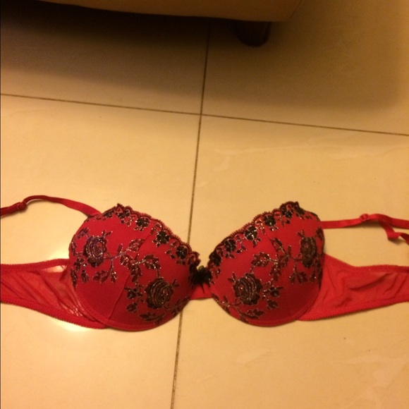 Red Bra with Rose Details