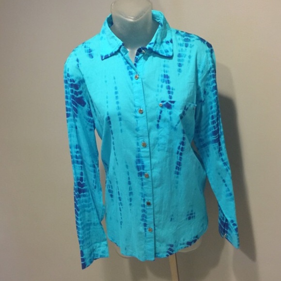 SALEMichael Kors tie dye button down- blue