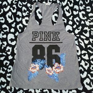 Vs PINK Sequin Floral Racerback Tank