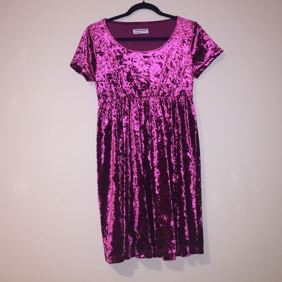 American Apparel burgundy velvet baby doll dress