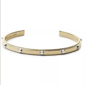 Michael Kors Astor Studded Gold Open Cuff Bracelet