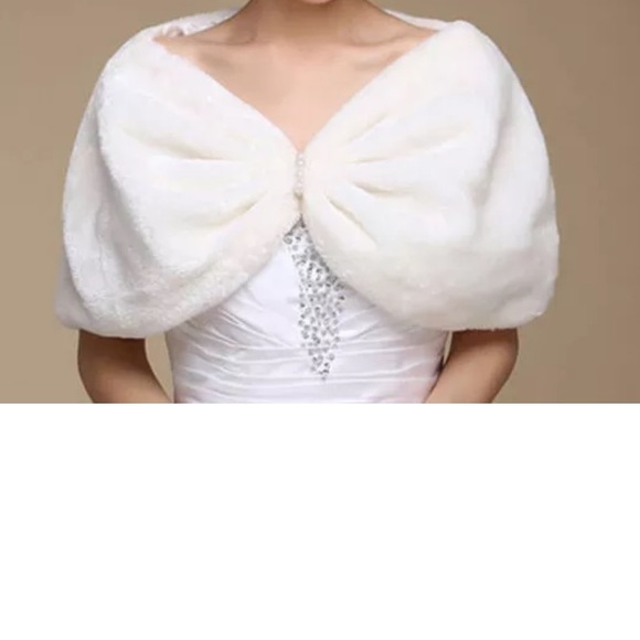 White Faux Fur Shawl Wedding Wrap