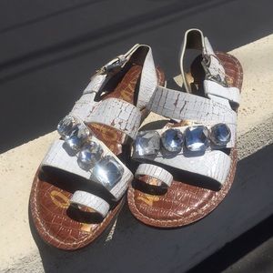 Sam Edelman Dailey Sandals in Crackle White 6.5
