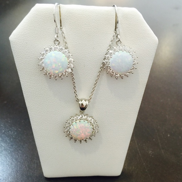 Sterling silver opal set