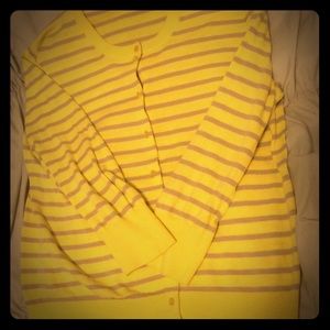 Yellow stripped 3/4 length sleeve J.Crew sweater