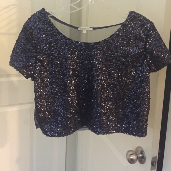 Charlotte Russe navy blue sequined crop top, XL