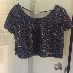 Charlotte Russe navy blue sequined crop top, XL