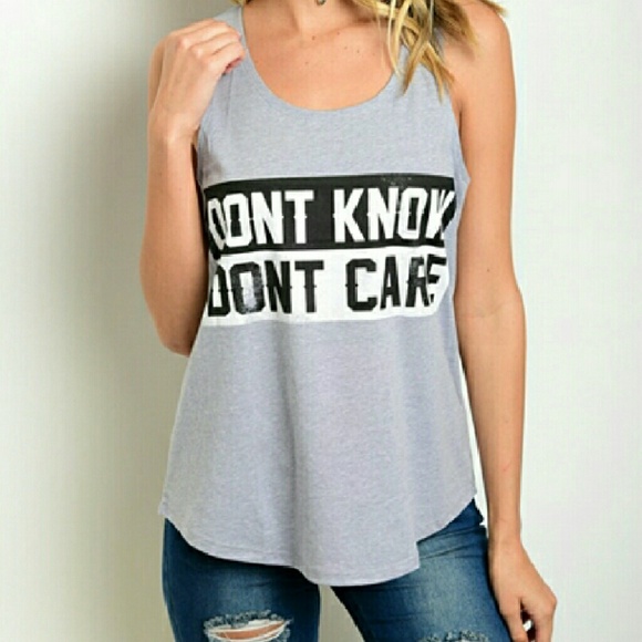 🙆DONT CARE 🙆Graphic Print Tank🆕 - Picture 2 of 2