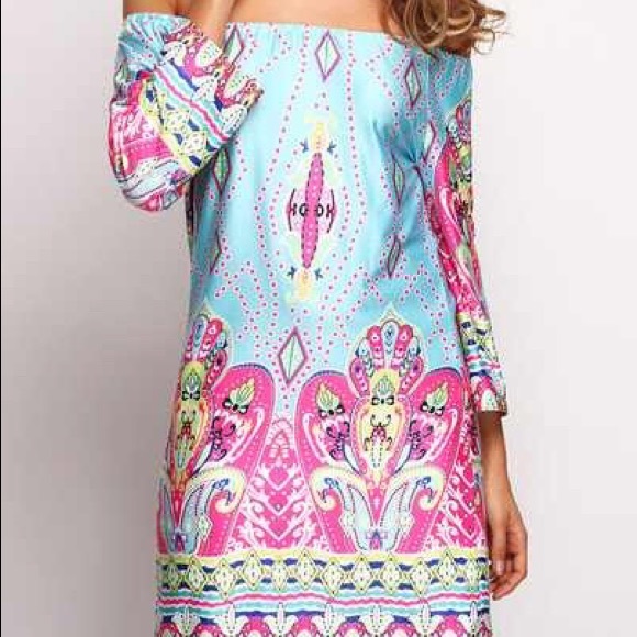 Multicolor Off the Shoulder Floral Dress