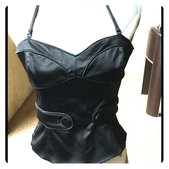 Black Bebe Button Bustier