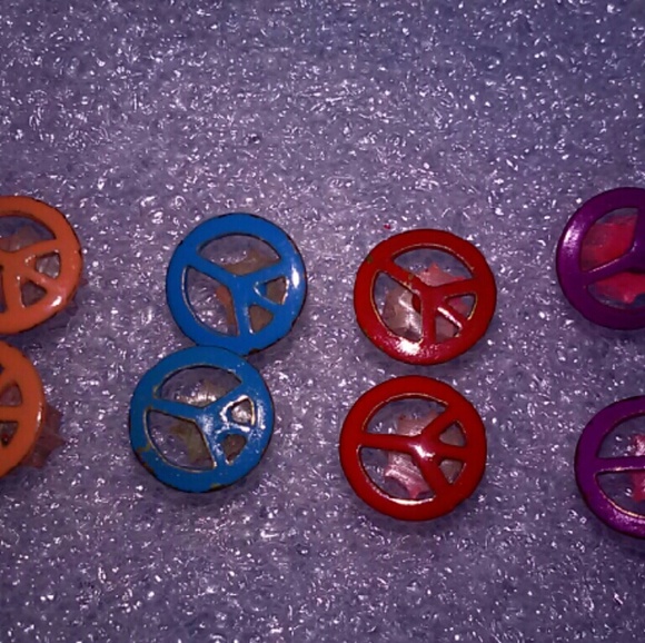 Peace Symbol (4 ) pairs of Multi Colored Earrings