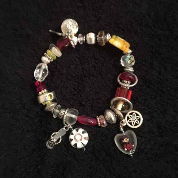Handmade glass bead charm bracelet