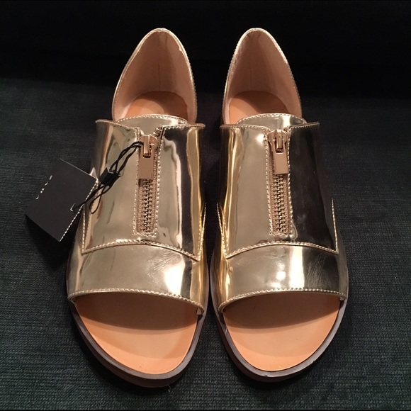 ❤️sold❤️ Zara gold metallic open toe loafers