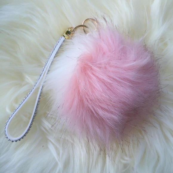 Tanya Kara Accessories - Pink and White Fur Ball Tanya Kara Accessories - Pink and White Fur Ball