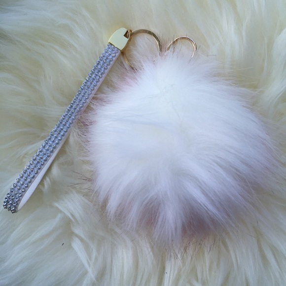 Tanya Kara Accessories - Pink and White Fur Ball Tanya Kara Accessories - Pink and White Fur Ball
