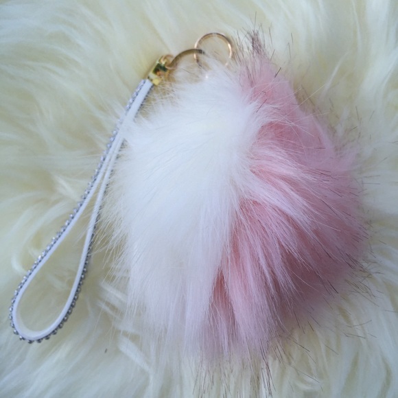 Tanya Kara Accessories - Pink and White Fur Ball Tanya Kara Accessories - Pink and White Fur Ball