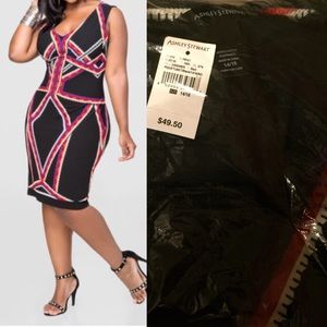 Plus Size Geo Stripe Sheath Dress