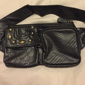 Black "leather" fanny pack
