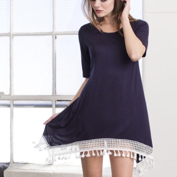 April Spirit Other - LAST ONE✨ Pom Pom Dress Navy & White
