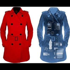 JUST REDUCED 18 Pocket Red Trench Coat