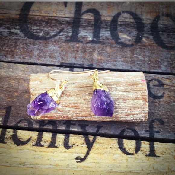 Amethyst Earrings (24 Karat Gold plated)