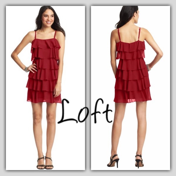NWT LOFT RED TIERED DRESS