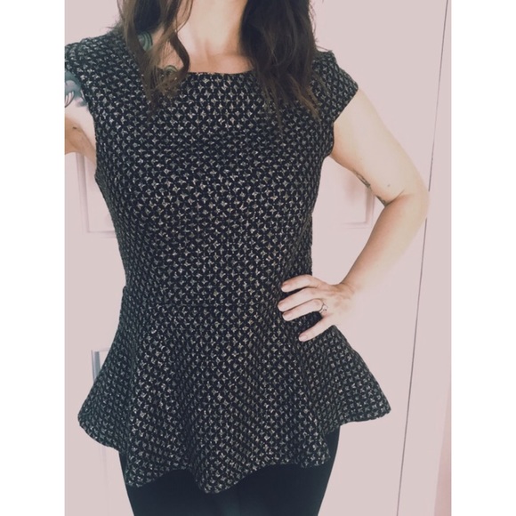 Cute Black and Gold Peplum Top