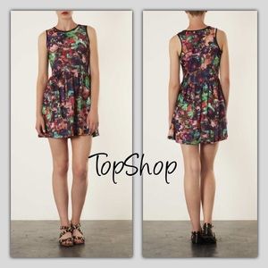 TOPSHOP WATERCOLOR FLORAL PRINT DRESS