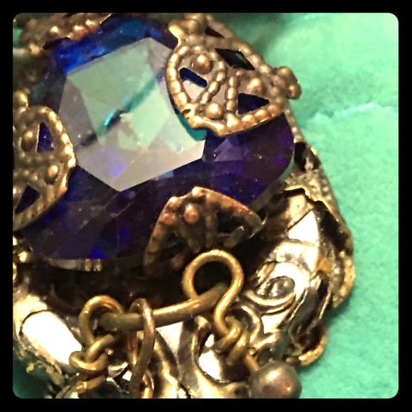 Skeleton Key Pendant with Swarovski Dangle