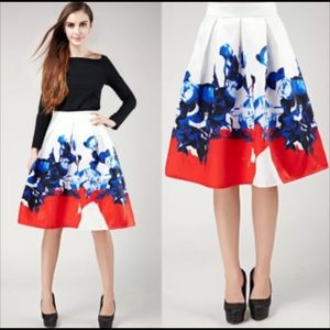 Women's Hepburn High Waisted Swing Print Skirt