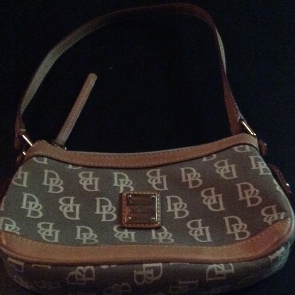 Dooney mini purse tan and tan leather trim