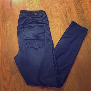 American Eagle dark blue wash high rise jegging