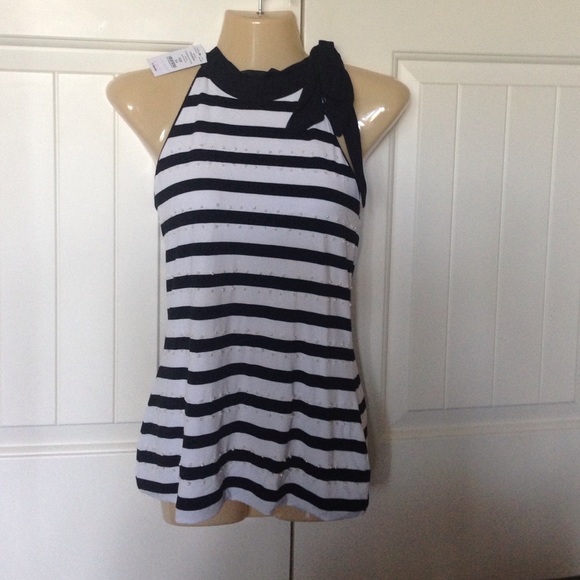 Black and white halter top